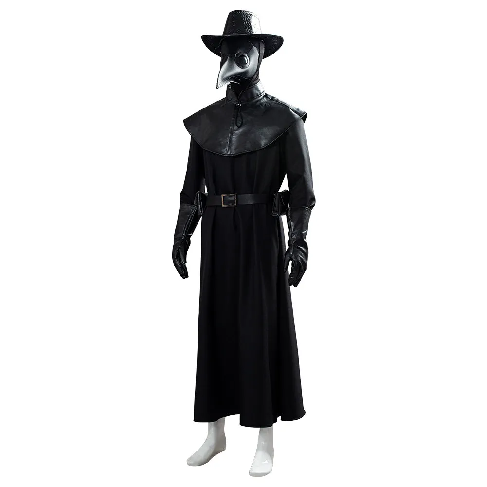Steampunk Plague Doctor Brird Mask Cape Long Grown Hat Set Holloween Outfit Cosplay Costume